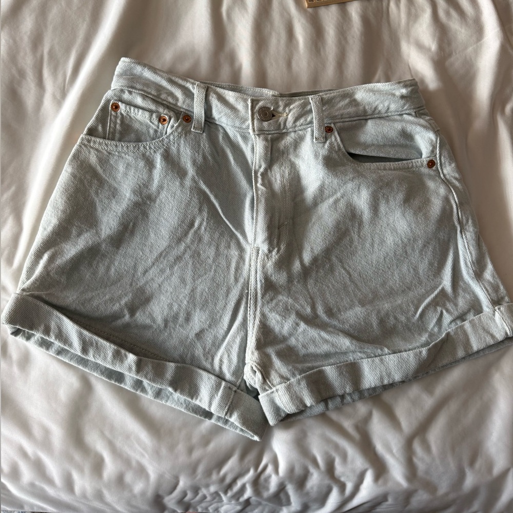 Levi's Light Wash High-Rise Denim Mom Shorts
